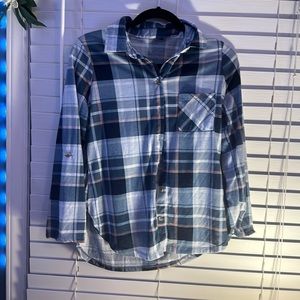 Blue Plaid Button Up Shirt Sz S 🌺Bundle & Save🌺